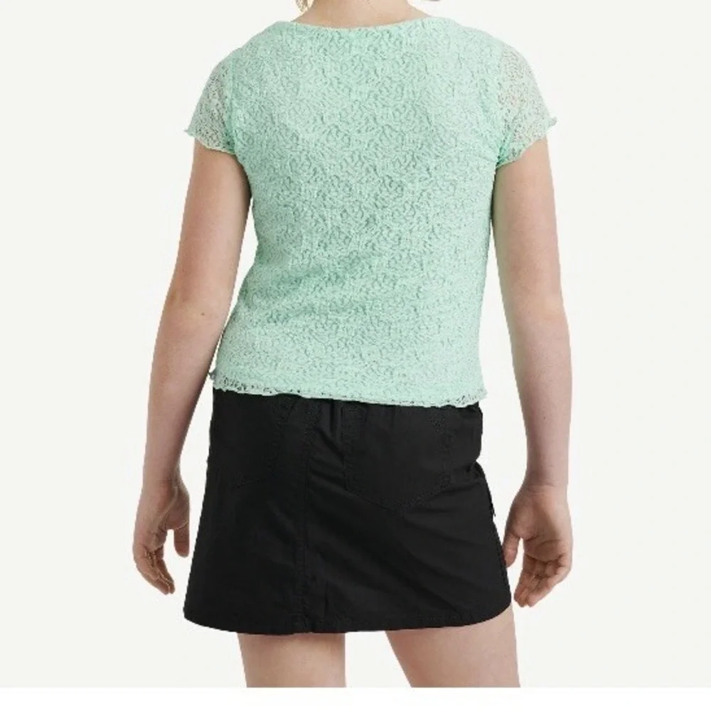 Justice Girls Lace Tee Medium 10 New with Tags Jade Jewel Empire Seam Cinched